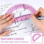 Hoiny 10 Pack Clear Protractor, 6 Inch Plastic Protractors, 180 Degrees Accurate Math Geometry Tools for School, Office, Classroom (Pink)