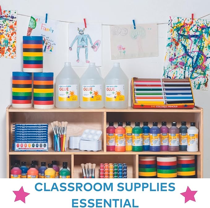 Fun Express Clear Glue Gallon for Crafts & Slime Making - Premium PVA School Glue Bulk Supply | Non-Toxic Washable Liquid Craft for Kids Art Projects, Classroom Activities & DIY Slime Supplies