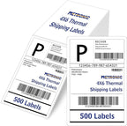 METRONIC Shipping Labels 4x6 500 PCS Fanfold Direct Thermal Labels, Perforated and Strong Adhesive Sticker Paper Thermal Printer Labels, Compatible with Rollo, JADENS, Phomemo, MUNBYN Printer