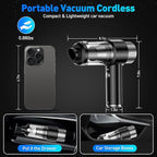 SHLNLI Mini Vacuum Cleaner, 16000PA Car Vacuum Cleaner Portable Cordless with LED Light, 4 in 1 Air Duster and Handheld Small Vacuum Rechargeable for Car, Home, Office, Pet（Black）