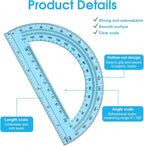 Hoiny 10 Pack Clear Protractor, 6 Inch Plastic Protractors, 180 Degrees Accurate Math Geometry Tools for School, Office, Classroom (Blue)
