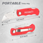 REXBETI 4-Pack Folding Pocket Utility Knife Quick-change SK5 Box Cutter for Cartons, Cardboard and Boxes, Back-lock Mechanism with 10 Extra Blades