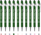 CRME Bulk Custom Pens Personalized Customized Engraved Writing Pen with Name Logo Soft Grip Ball Point Pen for Men Women Smooth Writing Black Ink for Business School Office Green