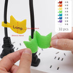 Trilancer Cord Labels Cable Label, Multicolored Handwriting Cord Tags - Kitty Head Shape Tags for Organizing Wires and Identification, Reusable with Multiple Uses - 32 PCS