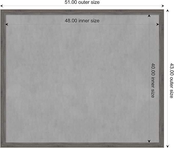 Amanti Art Grey Framed Magnetic Board 43x51 Oversize Vision Board for use with Magnets, 100% Metal Sheet to Display Items as Office Decor or for Home Organization in mudroom, Kitchen or Kids Room