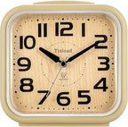 Tinload 5.5" Large Analog Alarm Clock Silent Non Ticking, Gentle Wake, Beep Sounds, Increasing Volume, Battery Operated Snooze and Manual Light, Easy Set, Cream