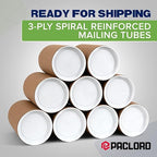 4" x 6" Reinforced Kraft Paper Mailing Tubes, Pack of 10 Tubes with 2 Caps Each – USPS Approved Poster Tube – Made in USA Cardboard Tube for Shipping and Storing Posters, Prints, Artwork, Documents