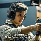 SAFEBUILDER Ear Muffs Noise Reduction SNR 33dB Adjustable Lightweight Safety Earmuffs Sound Proof Noise Cancelling ANSI