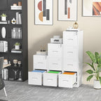 INTERGREAT 3 Drawer File Cabinet, White Metal Filing Cabinet with Lock, Locking Tall File Cabinets with 4 Adjustable Hanging Frame for Home Office, Name Tag
