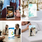 Acrylic Sign Holder 4x6, 24 Pack Clear Table Menu Vertical Clear Table Double Sided Flyer Display, Plastic Flyer Display Stand,Paper photo Plastic Sign Frame Suitable for Restaurants Office Store Show