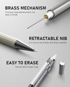 Nicpro 37PCS Art Mechanical Pencil Set, Metal Drafting Pencils 0.5 mm, 0.7 mm, 0.9 mm & 2mm Lead Pencil Holder (6B 4B 2B HB 2H 4H Colors) For Sketching Drawing With 20 Tube Lead Refills Eraser Case