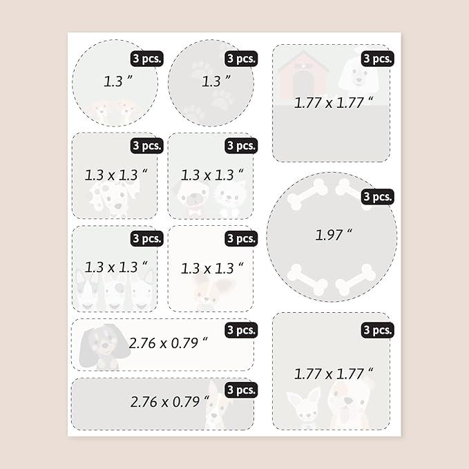 Large Name Labels for Kids (33) - Custom Stickers for Daycare and School Supplies - Durable, Waterproof Stickers for Water Bottles, Lunch Boxes, and More with Unique Designs - Dog