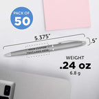 DISCOUNT PROMOS Custom Langham Ballpoint Pens Set of 50, Personalized Bulk Pack - Black Ink, Great for Office, School, Business, Tradeshows - Silver
