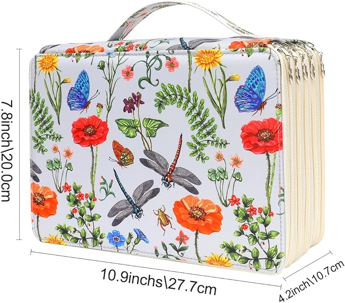Colored Pencil Case - 252 Slots Pencil Holder with Zipper Closure Twill Fabric Large Capacity Pencil Case for Watercolor Pens or Markers, Pencil Case Organizer for Artist (White)