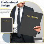Harloon 40 Pcs Tax Return Folders 12 x 9 Inches 2 Pocket Folders Bulk Gold Foil Stamped Heavyweight Folder, Holds 8 x 11 Inches Letter Size Paper(Black,Cardboard)
