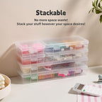 novelinks Stackable Plastic Clear Storage Box Containers with Latching Lid - Art Craft Supply Organizer Storage Containers for Pencil Box, Crayon, Beads (6 Pack Small + 6 Pack Medium -Clear)