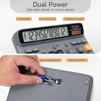 VEWINGL Desktop Calculator with Large LCD Display, 12-Digit Dual Power Solar & Battery Office Calculator with Big Buttons for Business, Accounting & Home Use (Green, L)