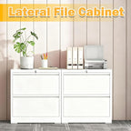 mysteeldepot 2 Drawer Lateral File Cabinet with Lock, Metal Lateral Filing Cabinets for Home Office, File Cabinet, File Storage Cabinet for Legal/Letter/A4 Documents, Assembly Required, White, 26'W
