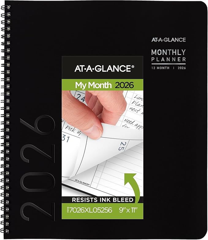 AT-A-GLANCE 2026 Planner, Monthly, 9" x 11", Large, Contemporary Lite, Black (7026XL0526)