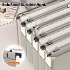 Shutex Extra Capacity Plastic Hanging File Folders,12 Pack Reinforced Expanding Hang Folder Letter Size,Accordian Pocket,Heavy Duty 2 Inch Expansion, Hard Hanging Folder Organizer for Office Home,Grey
