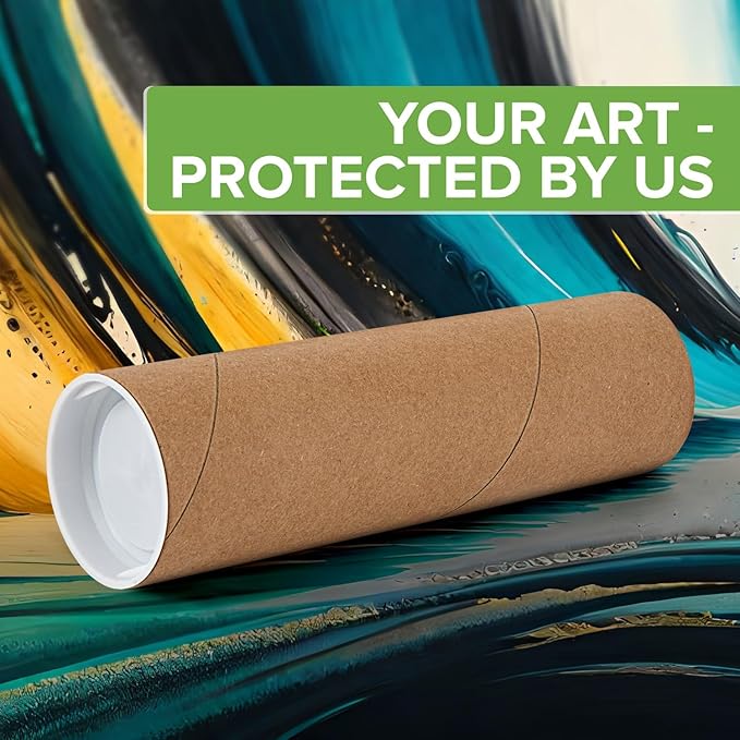 2" x 12" Reinforced Kraft Paper Mailing Tubes, Pack of 2 Tubes with 2 Caps Each – USPS Approved Poster Tube – Made in USA Cardboard Tube for Shipping and Storing Posters, Prints, Artwork, or Documents