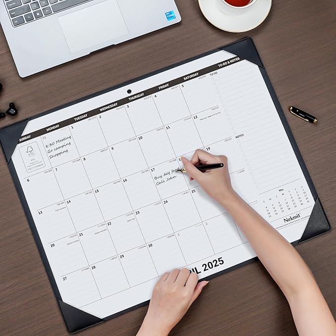 Nekmit Large Desk Calendar 2026 with Desk Protecting Pad, Runs from Jan 2026 - Jun 2027, Office Supplies 21" x 16 1/2" Desktop Calendar for Life Planning or Organizing