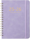 Academic Planner 2025-2026, Weekly and Monthly Calendar Planner, July 2025 - June 2026, 6.4" x 8.5", Faux Leather Cover Yearly Teacher Student Planning Agenda Book with Tabs, Pocket, Notes (Purple)
