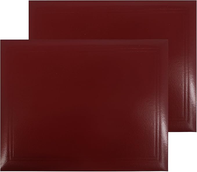 GraduationMall 8.5"x11" Smooth Padded Diploma Cover Certificate Holder Maroon,2-Packs