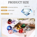 PATIKIL 5 Pcs Diamond Crystal Paperweight, 30mm / 1.18 Inch Crystal Paperweight Paper Weight for Home Office Desktop Table Decor Wedding Party Jewelry Ornaments, Light Blue