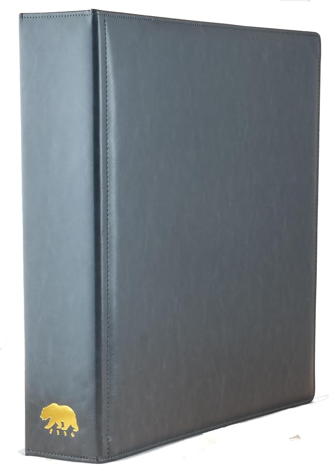 Ursae Minoris Estate Library Deluxe 4 Q-Ring Large Format Binder for Up to 2400 Sports / Trading Cards - Dark Gray with Black Slipcase