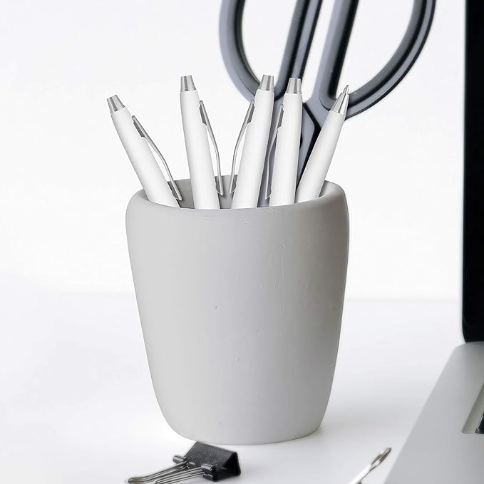 DISCOUNT PROMOS Langham Ballpoint Ink Pen - Set of 10 Writing Pens for Work - Cool Pens for Writing, Black Ink, White
