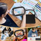 Veemagni 10X Rectangle Magnifying Glass with Light and Stand, Flexible Gooseneck LED Lighted Desk Lamp, 5 Color Modes Stepless Dimmable, Hands Free Magnifier for Reading Crafts Painting Close Work
