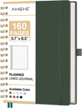 AHGXG Spiral Journal Notebook, 160 Lined Pages, A5 Medium Size (5.7'' x 8.3''), for Men & Women, Journaling, Writing, Work & Office, Hardcover, 100 GSM Thick Paper (Dark Green)