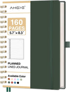 AHGXG Spiral Journal Notebook, 160 Lined Pages, A5 Medium Size (5.7'' x 8.3''), for Men & Women, Journaling, Writing, Work & Office, Hardcover, 100 GSM Thick Paper (Dark Green)