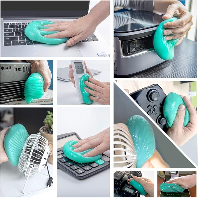 ASFSKY Car Cleaning Gel for Car Detailing Car Cleaning Gel Putty Reusable Keyboard Cleaner Gel Car Putty for Cleaning Dust Universal Cleaning Gel 5 Pack(Green)