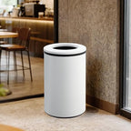 Takywep Stainless Steel Open Top Trash Can, 10.6 Gallon Cylindrical Touch-Free Direct Toss Bin with Soft-Close Lid, Anti-Fingerprint Easy-Clean for Kitchen Office Bathroom (White)