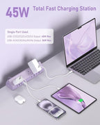 Jgstkcity Desk Clamp Power Strip,45W Fast Charging Station,4 USB-C,4 USB-A,1200J Surge Protector,ETL Listed,1875W Extension Cord,Multiple Outlets for Home, Office (Purple, 10 FT Cable)