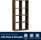 Jpiziso 8 Cube Storage Organizer, Cube Shelf with Heavy-Duty Thick Boards, 25.12" L x 9.37" W x 48.74" H, Smooth Easy-Clean Panels, Simple Assembly, for Living Room Bedroom Office, Brown