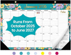 Desk Calendar 2026, 21 Months Calendar Runs from October 2025 to June 2027 - Large 17" x 12" Desktop/Wall Monthly Desk Planner for Home School, or Office - Floral