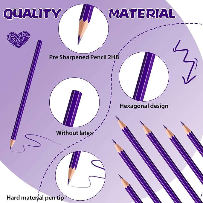 sqzrmdcg 36 PCS Purple Colored Pencils, Pre-sharpened Professional Wooden Art Pencils Set for Artists Painting | Premium Drawing Sketching Supplies (Purple)