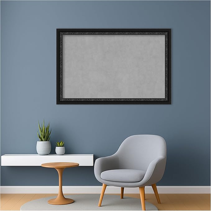 Amanti Art Black Framed Magnetic Board 24x36 Large Vision Board for use with Magnets, 100% Metal Sheet to Display Items as Office Decor or for Home Organization in mudroom, Kitchen or Kids Room