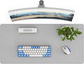 DAWNTREES Desk Mat Protector,PU Leather Desk Pad,Non Slip, Large Mouse Pad and Keyboard Mat, Waterproof Writing Pad for Office and Home (Light Gray,35.5''x16.9'')