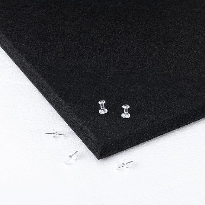 Lightomorrow Thickened Bulletin Board - 71 x 47 Inches, Decorative Felt Board Pin Board for Wall - 3' x 2' Foldable Photo Display Board with Self-Adhesive Tape, Includes 20 Push Pins - Black