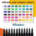 Vigorizon Fine Line Marker Pens - 48 Vibrant Colors, Fineliner Pens Fine0.4mm Ultra-Smooth Writing for Art, Design, Note-Taking & Doodling and Office Supplies