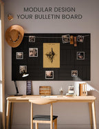 Fluxynara Felt Bulletin Board Tiles Large 36" x 24" Cork Board Alternative-6 Pack with 40 Adhesive Tabs, Thick Slat Wall Panels for Office Decor, Push Pin Board Wall Organizer Alternative - Black