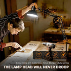 2 Pack LED Desk Lamp With Clamp for Office Home, Eye-Caring Desk Light with 360°Adjustable Extra Tall Metal Swing Arm, High Intensity Clamp w/A19 E26 Bulb for Working Reading, Table Lamps White/Warm