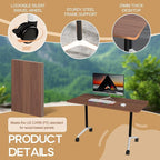 Folding Conference Table 4ft 5ft, Foldable Office Meeting Desk for 6 People, Multiple Sizes Colors Mobile Conference Room Table for Training Room School Business Furniture (2, Walnut, 71in)