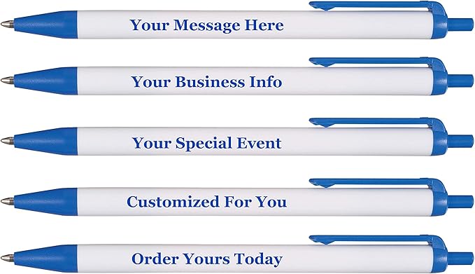 RevMark Personalized Ballpoint Pen, Custom Printed Name, Business or Event Information, Timeless Advertising, USA Made Pens, Promotional Marketing, Smooth Black Ink, Bulk Pack (Blue,50 Ct.)