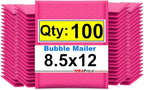 iMBAPrice 8.5x12 Inch Hot Pink Bubble Mailers #2 – 100 Pack Self-Seal Padded Envelopes, Waterproof Bubble Cushion Mailers for Small Business Packaging & Shipping