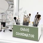 XPH Chaos Coordinator Green Pen Pencil Holder Organizer for Desk, Thank You Gifts for Women Men Coworkers Boss Leader Manager, Appreciation Gifts Wooden Box Sign for Office Tabletop Decorations